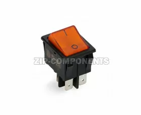 Кнопка универсальная биполярная желтого цвета 20A, 4 контакта 250V
